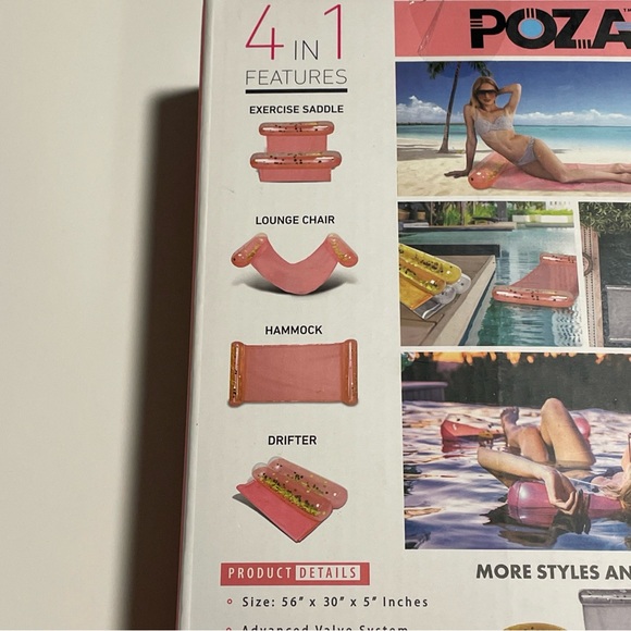 Inflatable Pool Hammock - Luxurious Confetti-Filled Pool Lounger Float, New - Picture 4 of 4